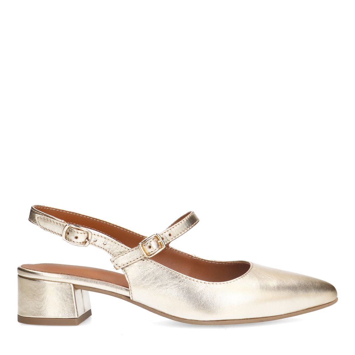 Gouden leren slingbacks