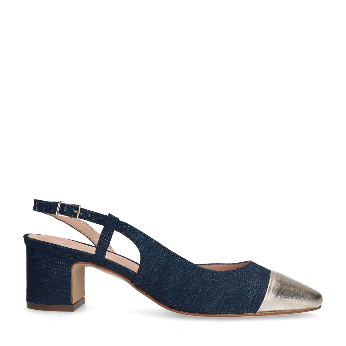 Blauwe denim slingback pumps