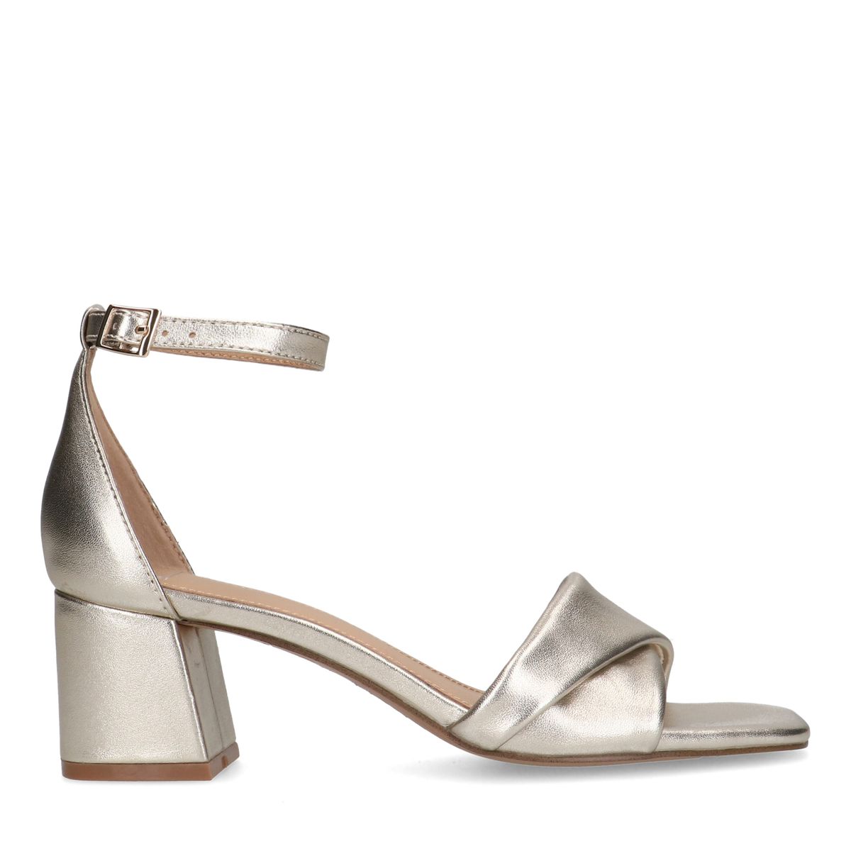 Gouden leren sandalen met hak