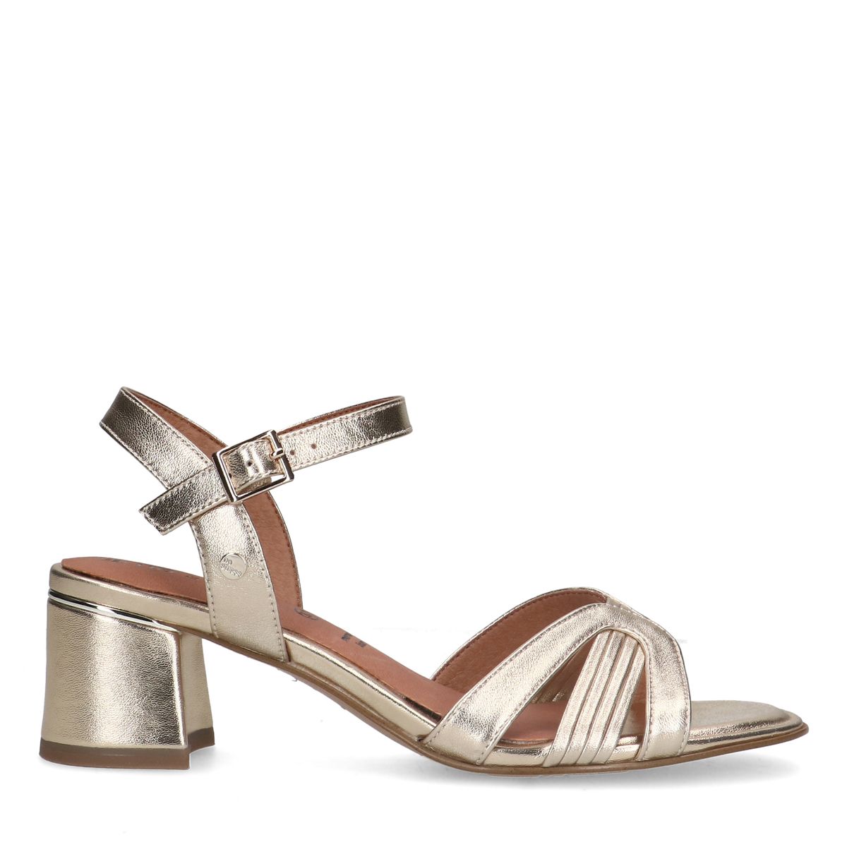 Gouden leren sandalen met hak