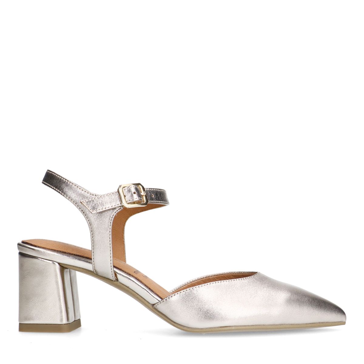 Goudkleurige leren slingbacks