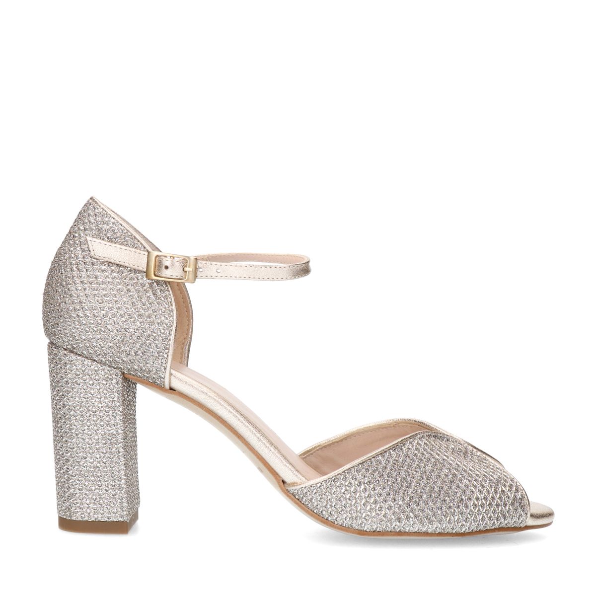 Gouden glitter sandalen met hak