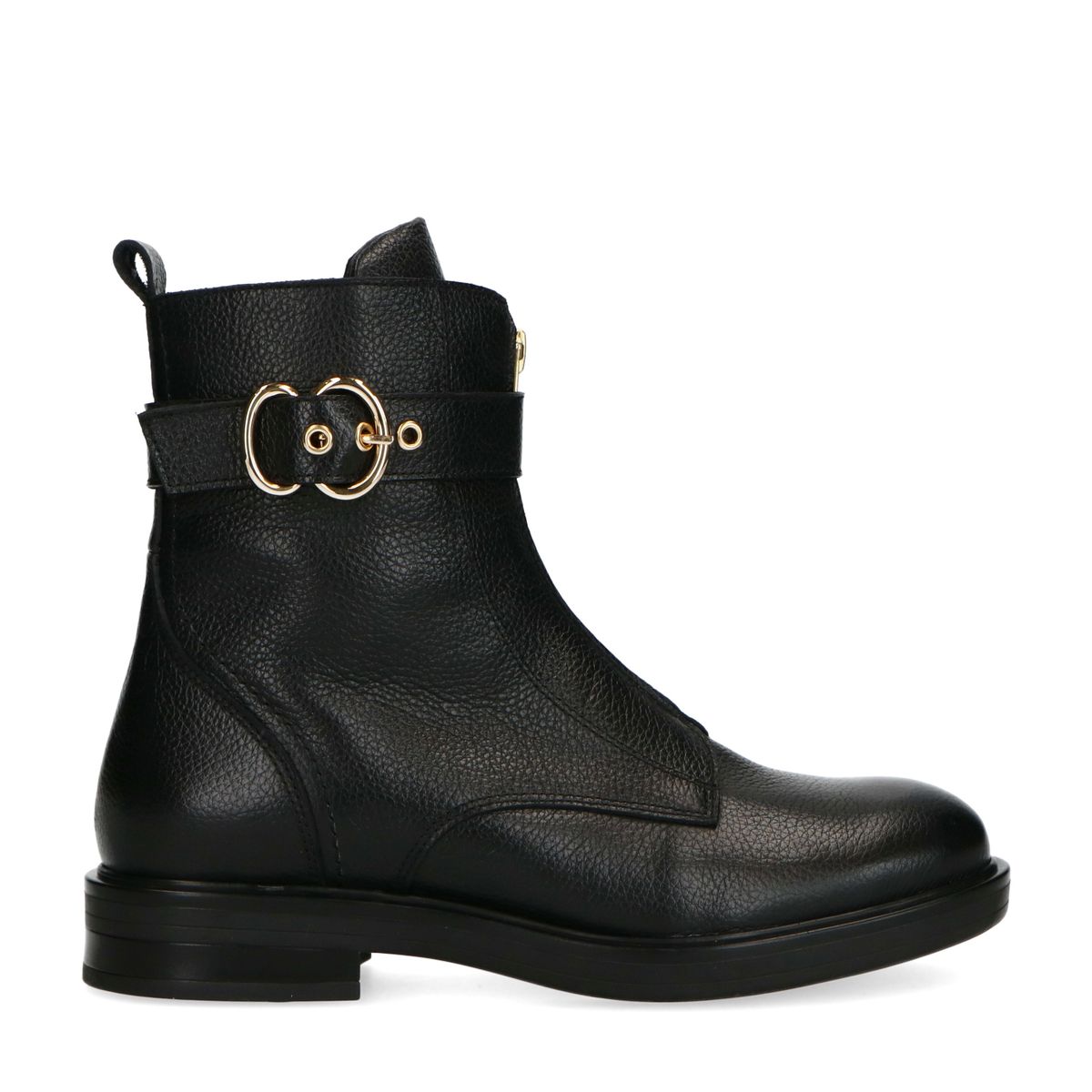 Zwarte leren biker boots met gesp
