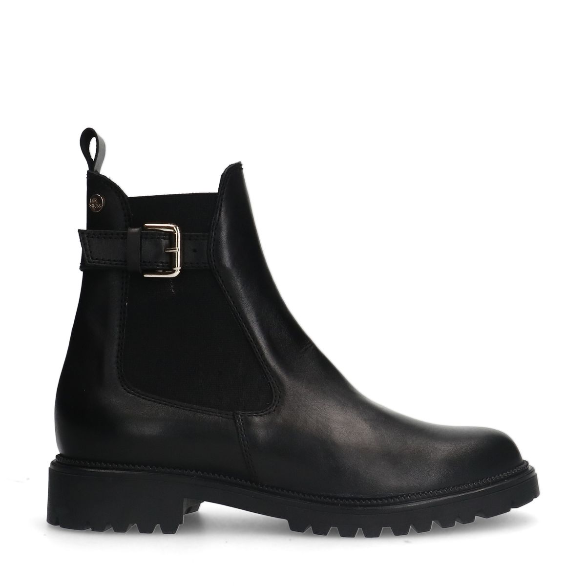 Zwarte leren chelsea boots met gesp