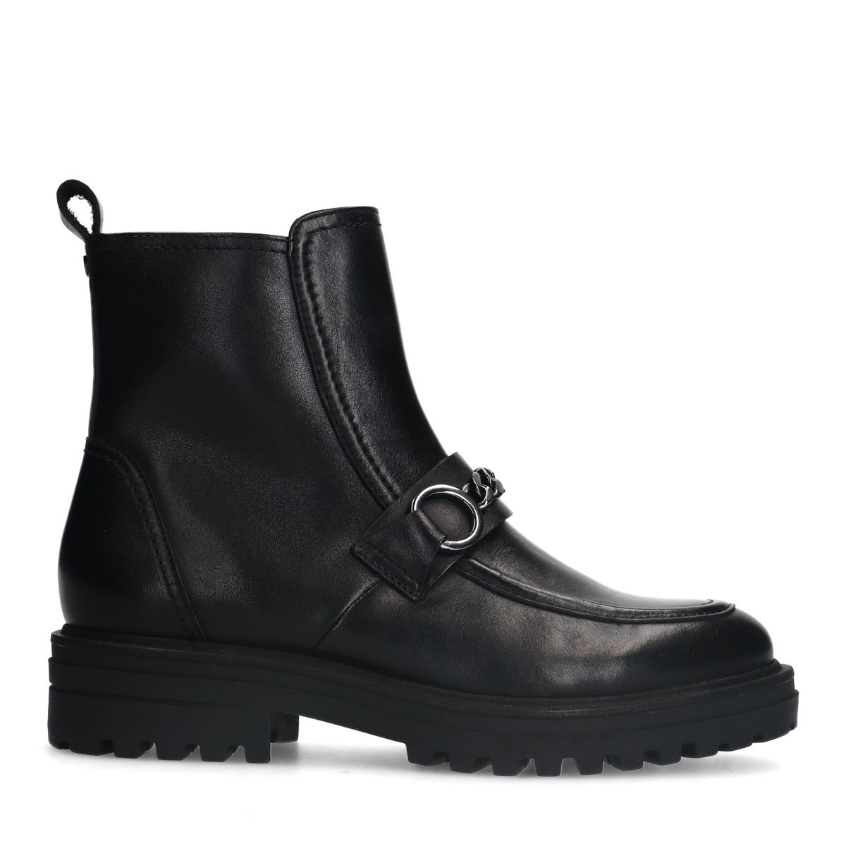 Zwarte leren boots met chain