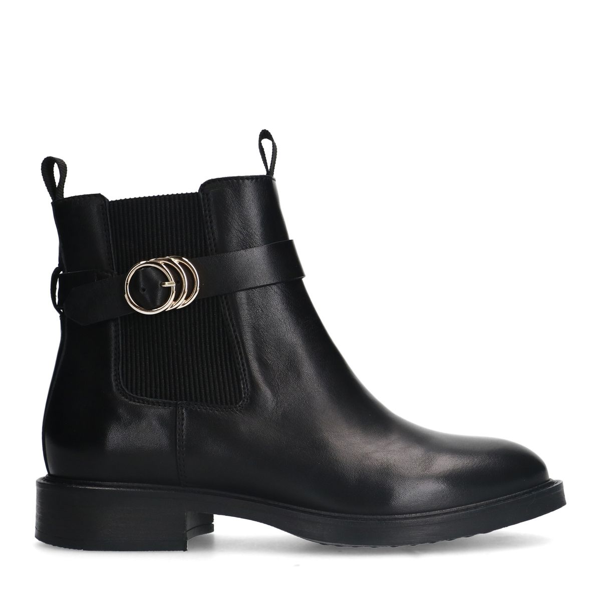 Zwarte leren chelsea boots met gesp