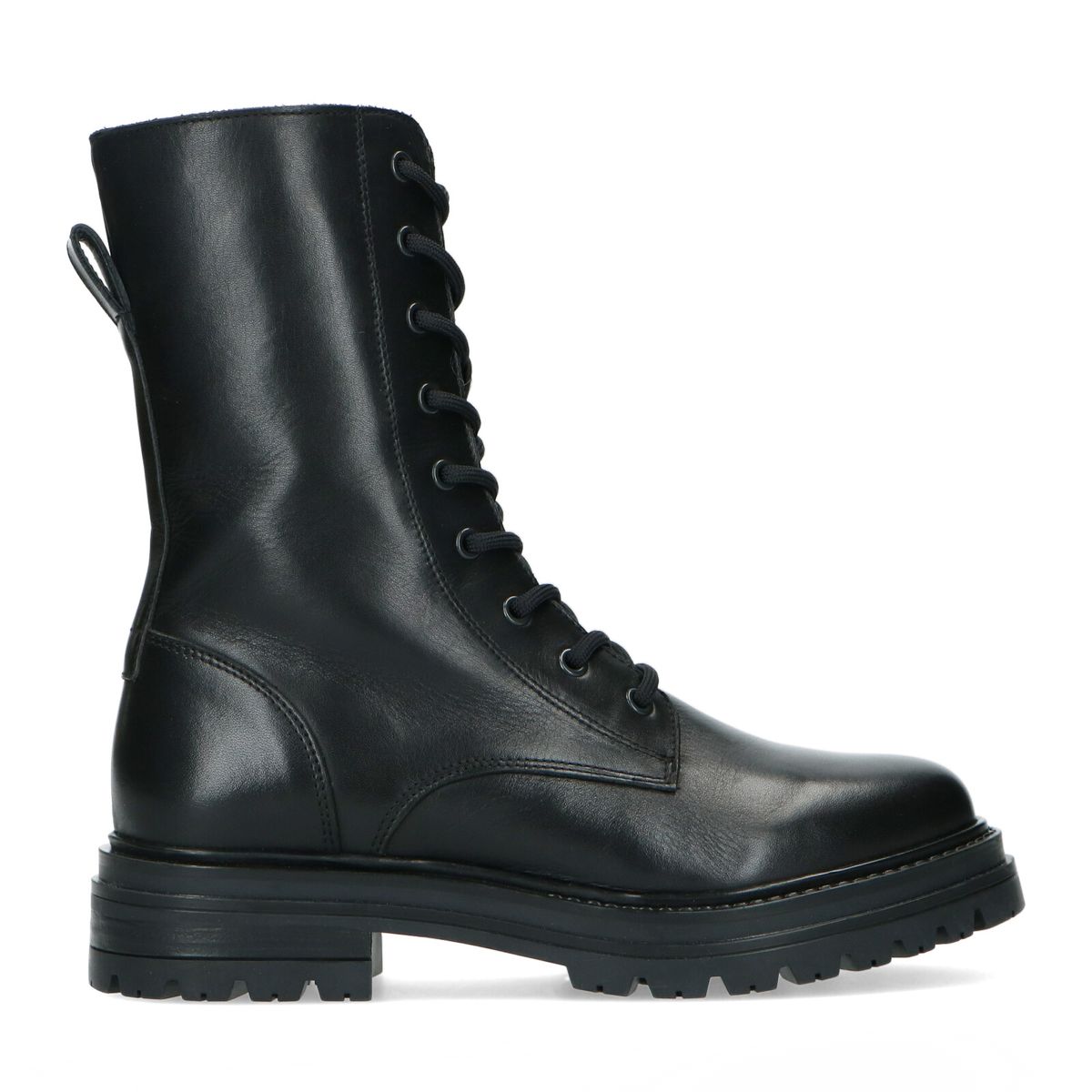 Zwarte leren biker boots met veters