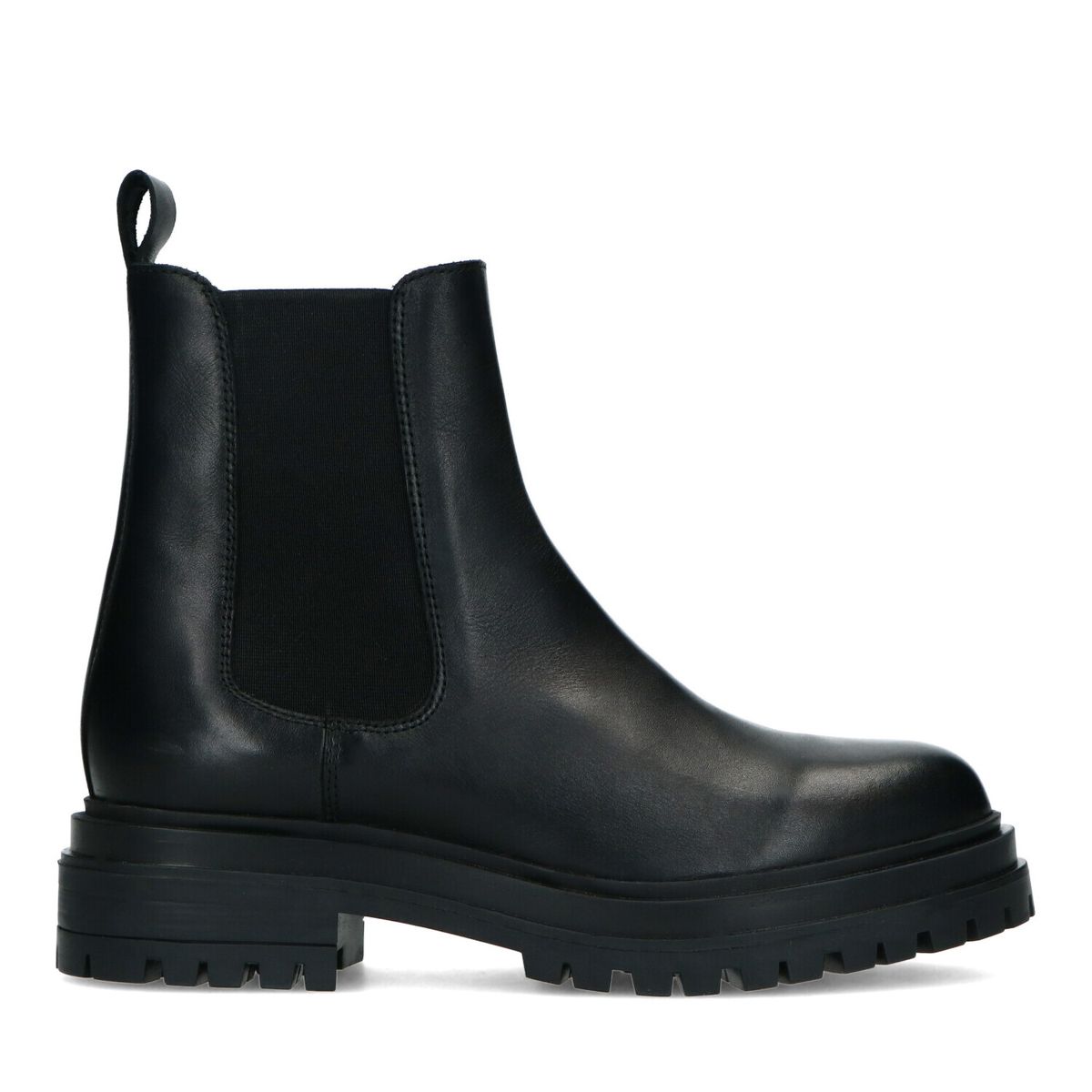 Korte zwarte leren chelsea boots