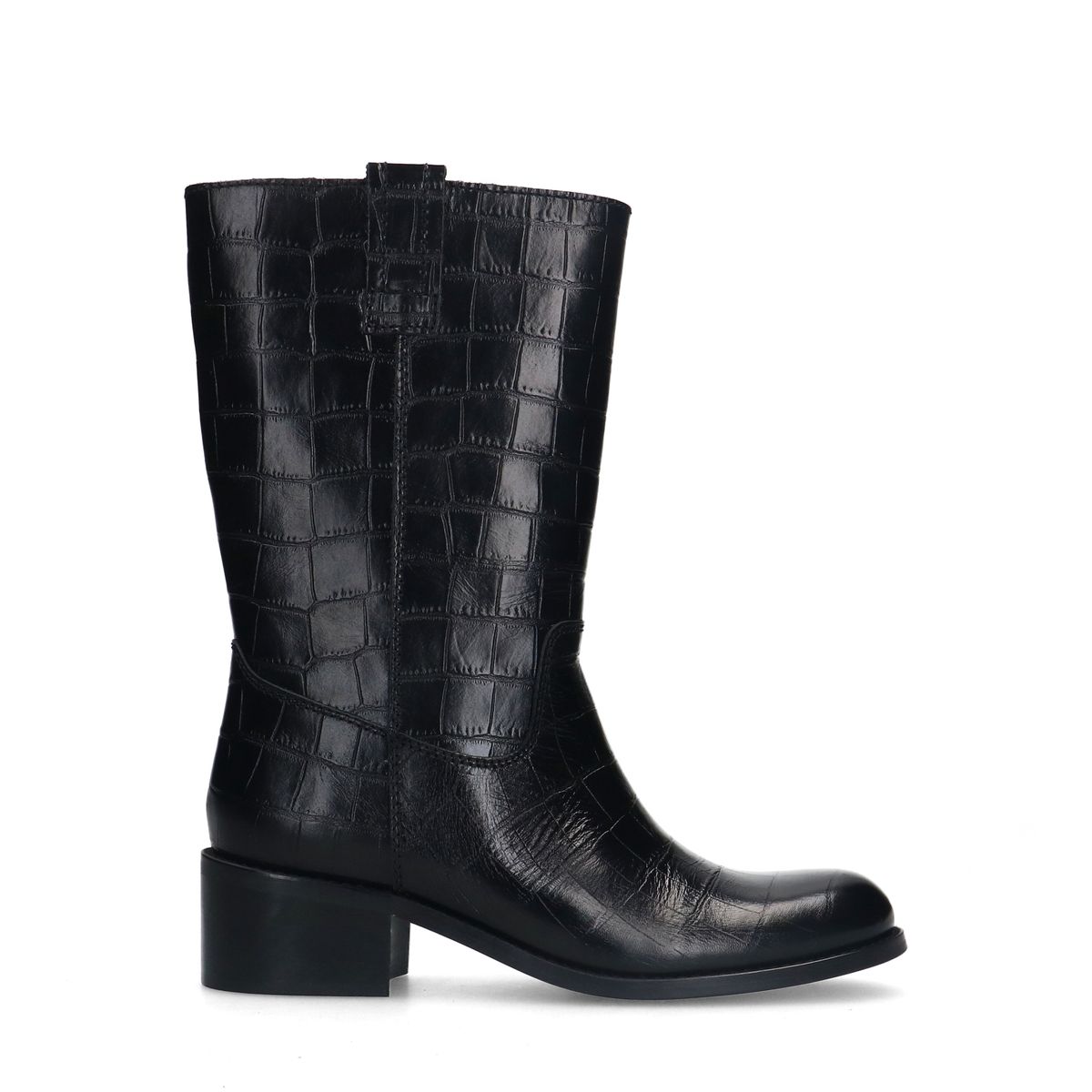 Zwarte leren croco laarzen