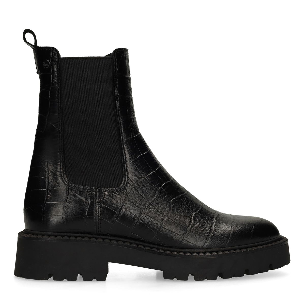 Zwarte leren croco chelsea boots