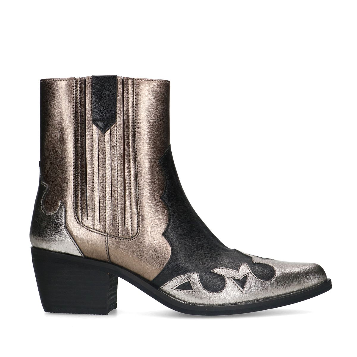 Zwarte metallic leren cowboy laarzen