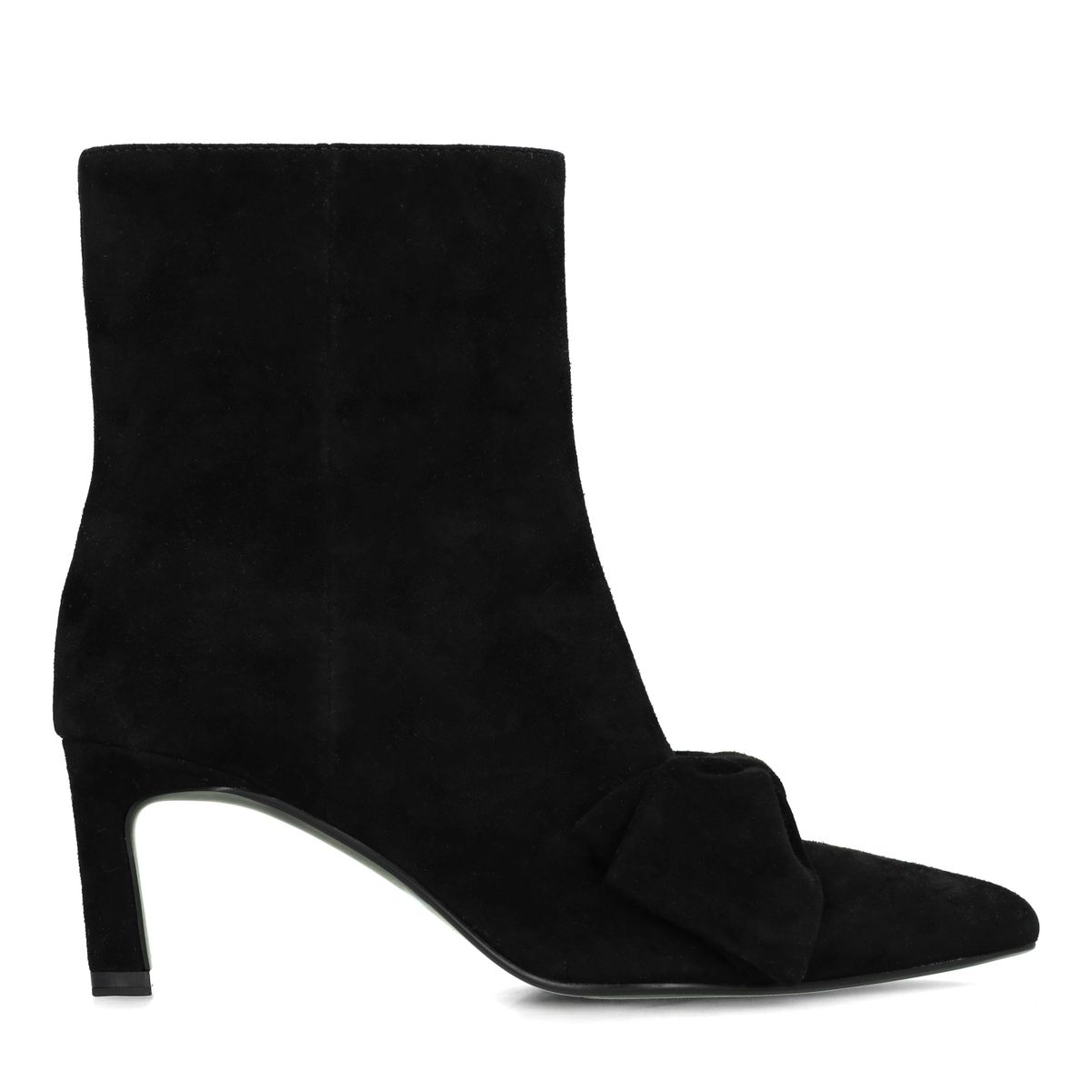Zwarte suède enkellaarsjes met hak