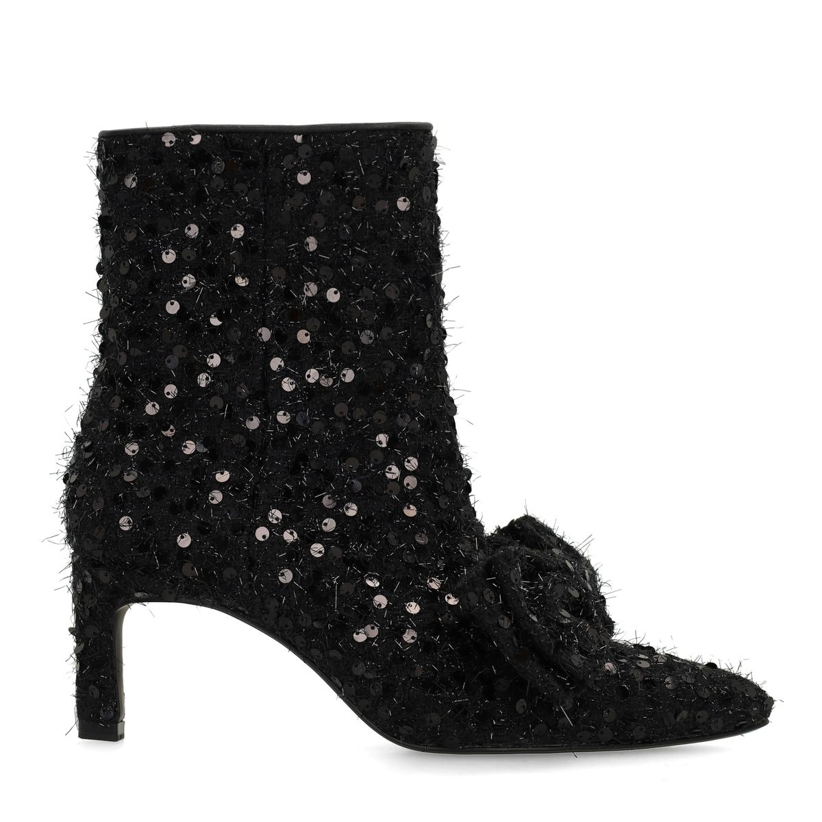 Zwarte glitter enkellaarsjes met hak
