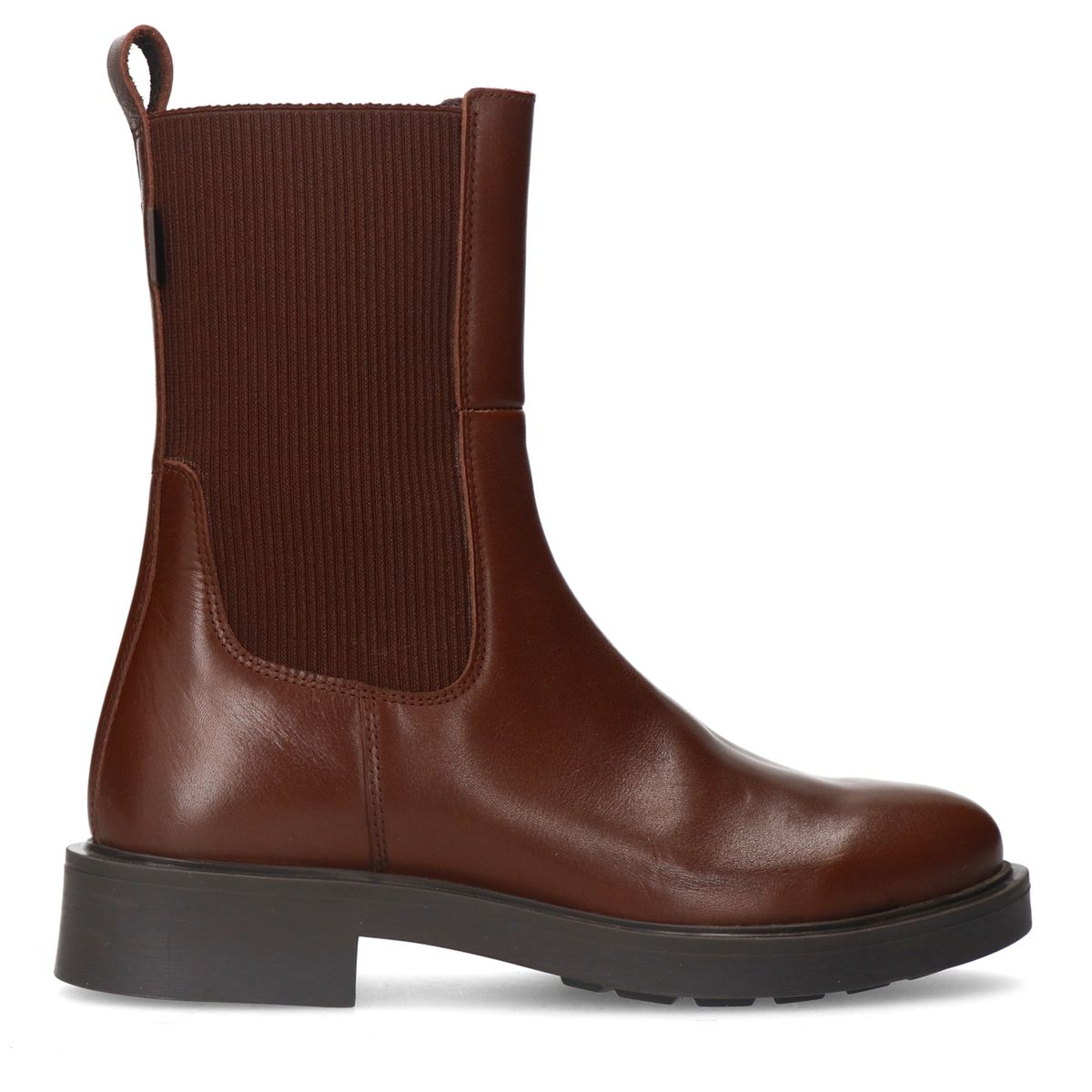 Manfield Bruine leren chelsea boots