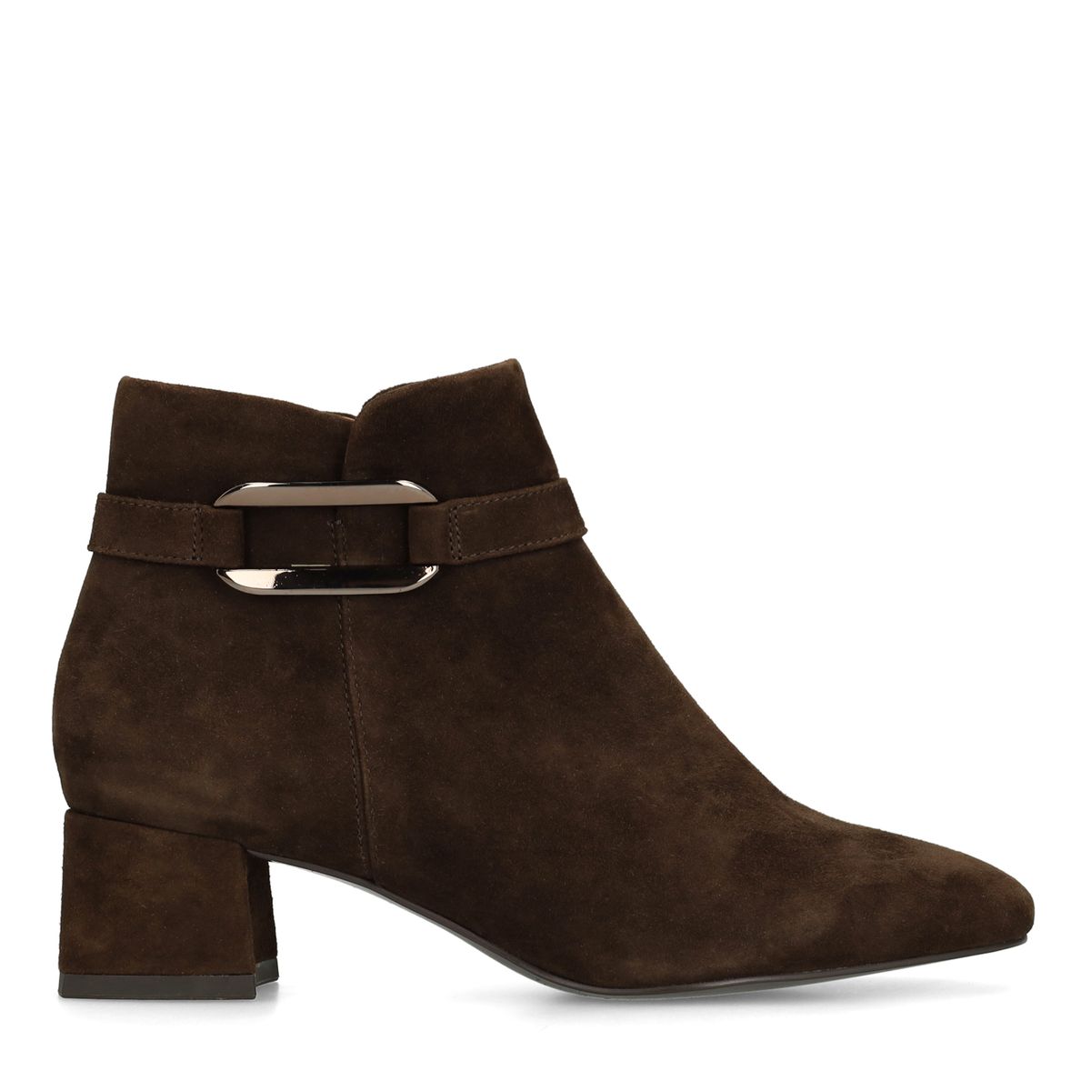 Bruine suède enkellaarsjes met hak