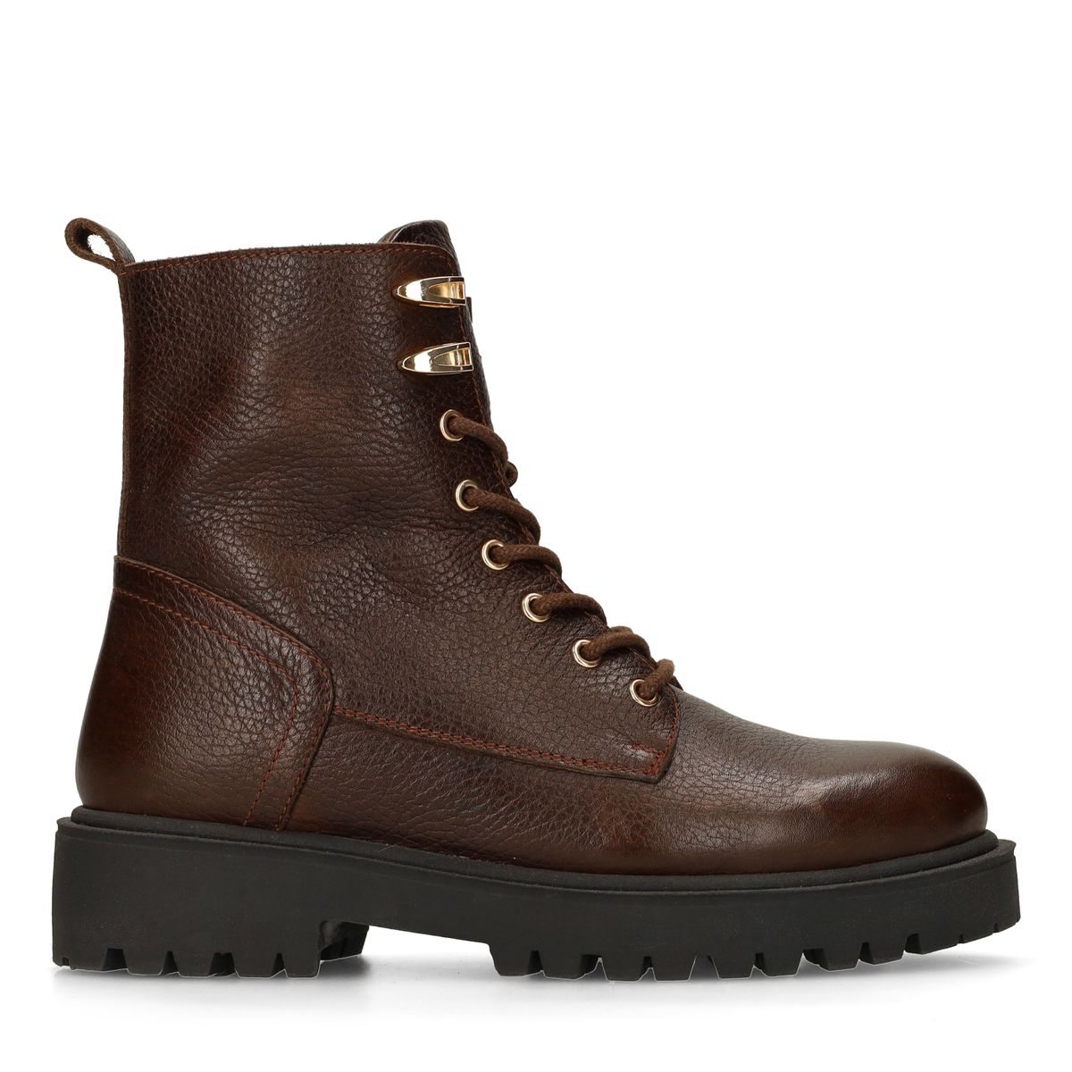 Manfield Dames Bruine leren veterboots