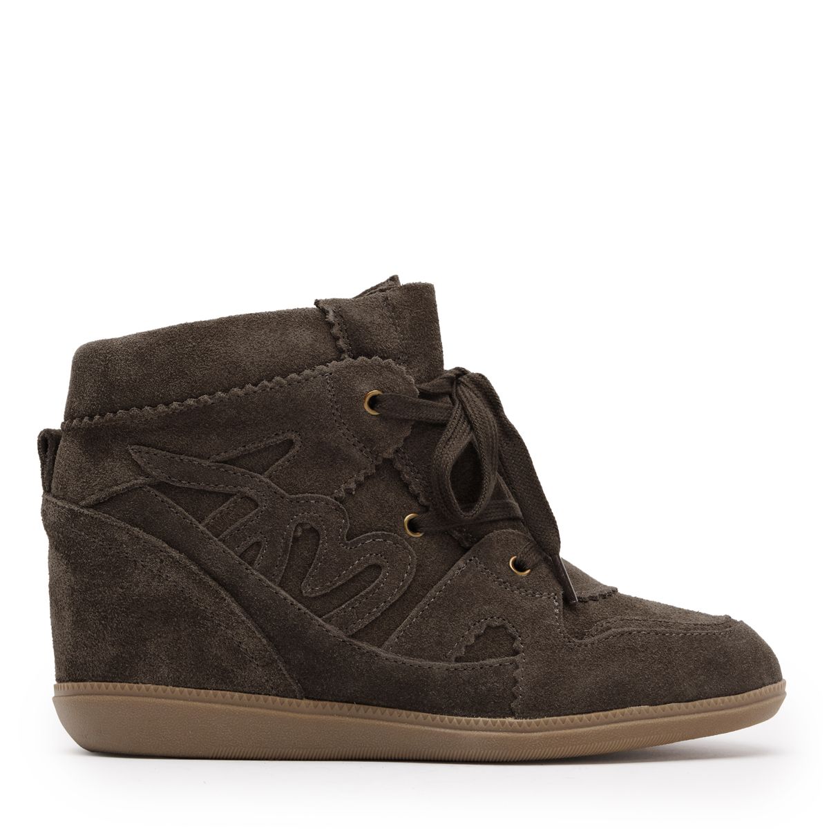 Bruine suède wedge sneakers