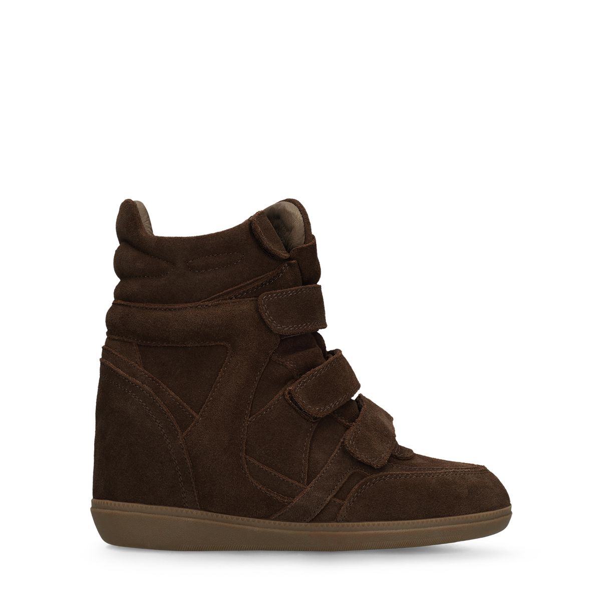 Manfield Dunkelbraune Veloursleder-Sneaker Mit Keilabsatz
