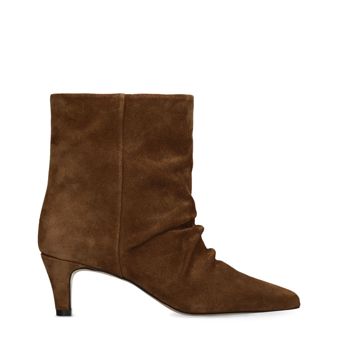 Manfield Bruine Suède Slouchy Enkellaarsjes Met Naaldhak Van 6 Cm - Maat 38