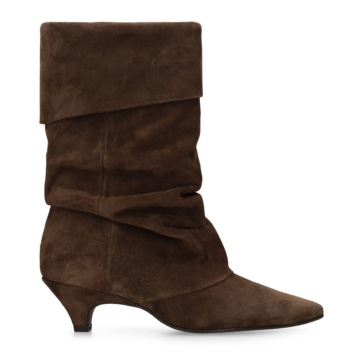 Manfield Braune Slouchy Boots Aus Veloursleder Mit Absatz