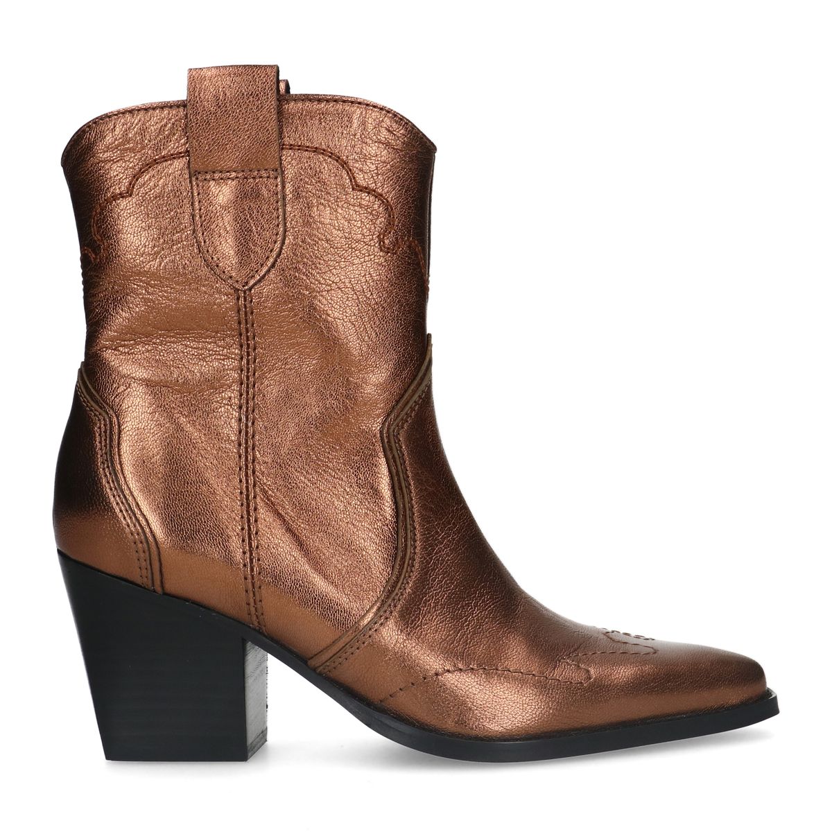 Bronskleurige metallic leren cowboy laarzen