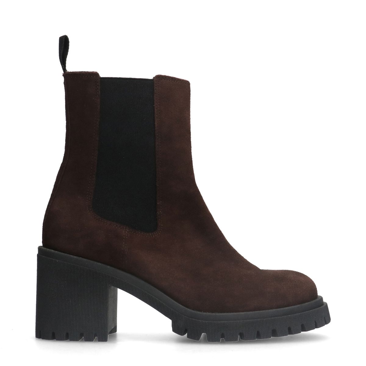 Bruine suède chelsea boots met hak