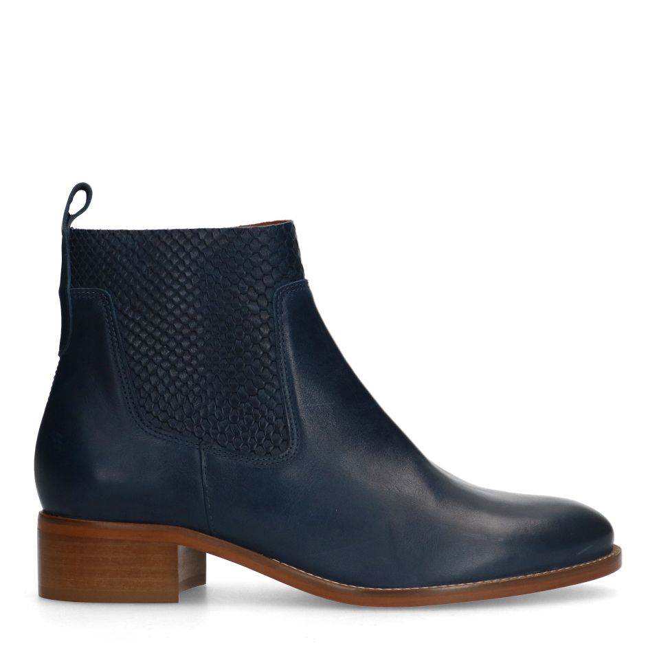 Blauwe leren enkellaarsjes