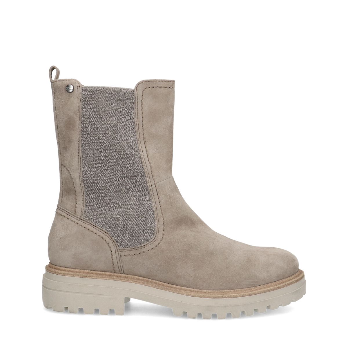 Taupe suède chelsea boots met rits