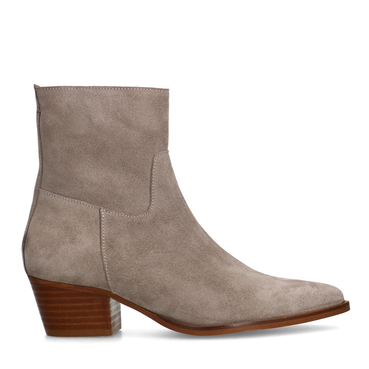 Grijze suède enkellaarsjes met hak