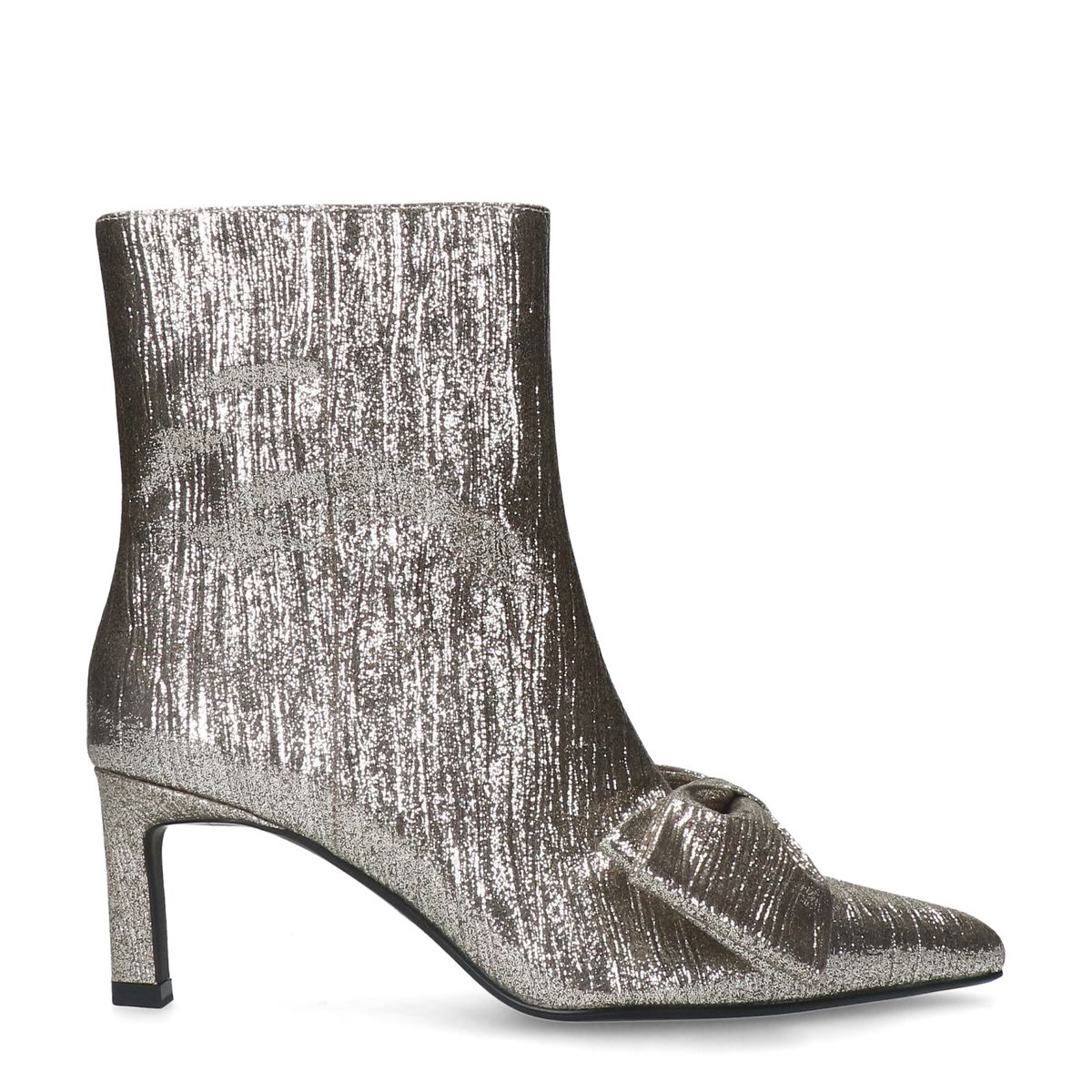Zilveren glitter enkellaarsjes met hak