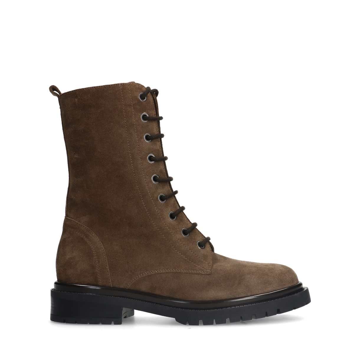 Taupe suède veterlaarsjes