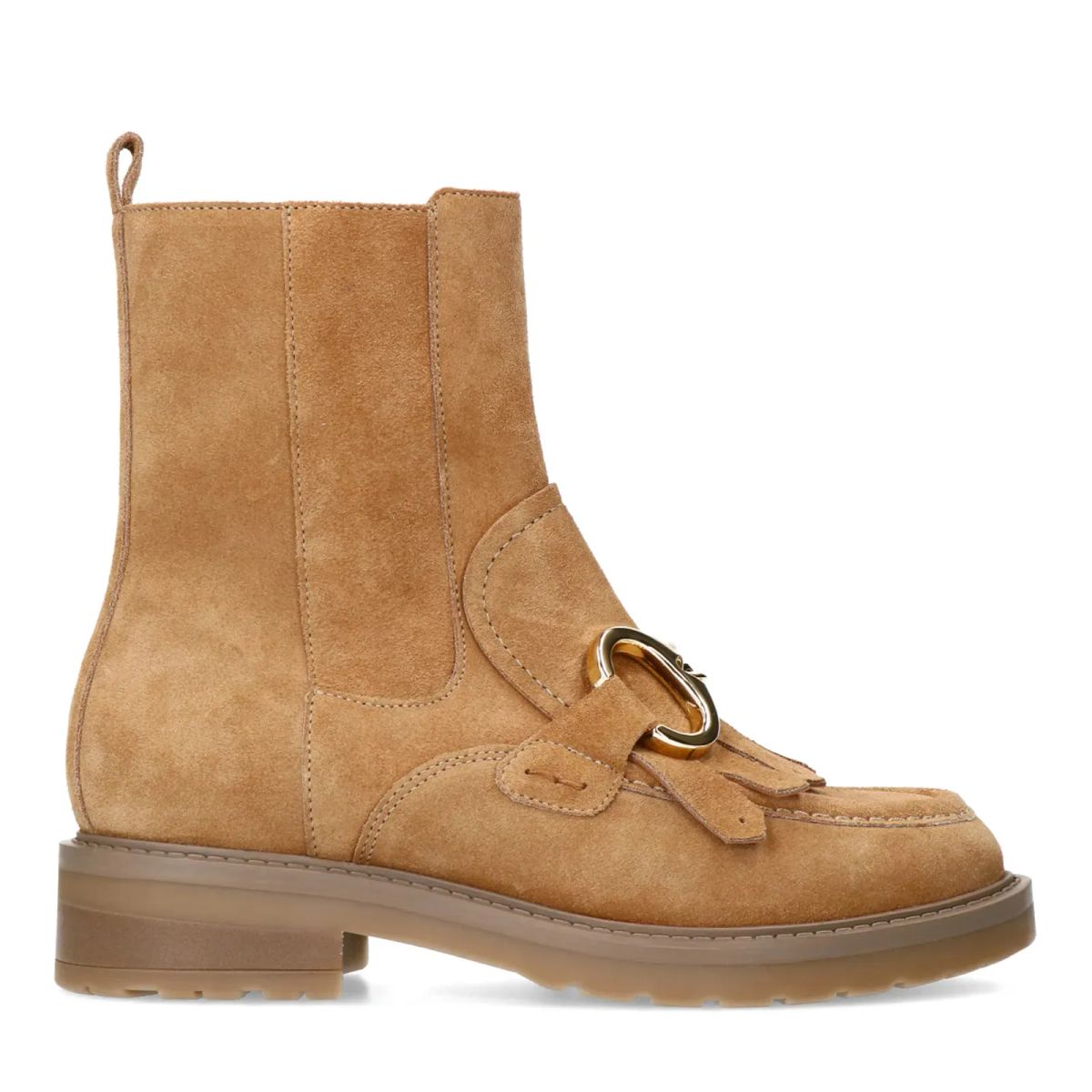 Cognac leren enkellaarsjes