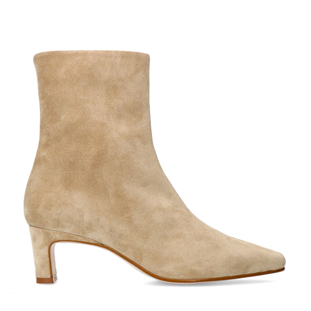 Beige suède enkellaarsjes met hak