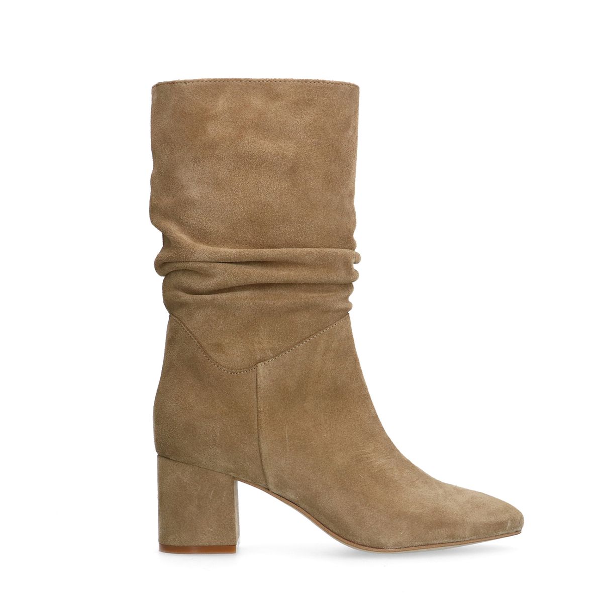 Beige suède laarzen met hak