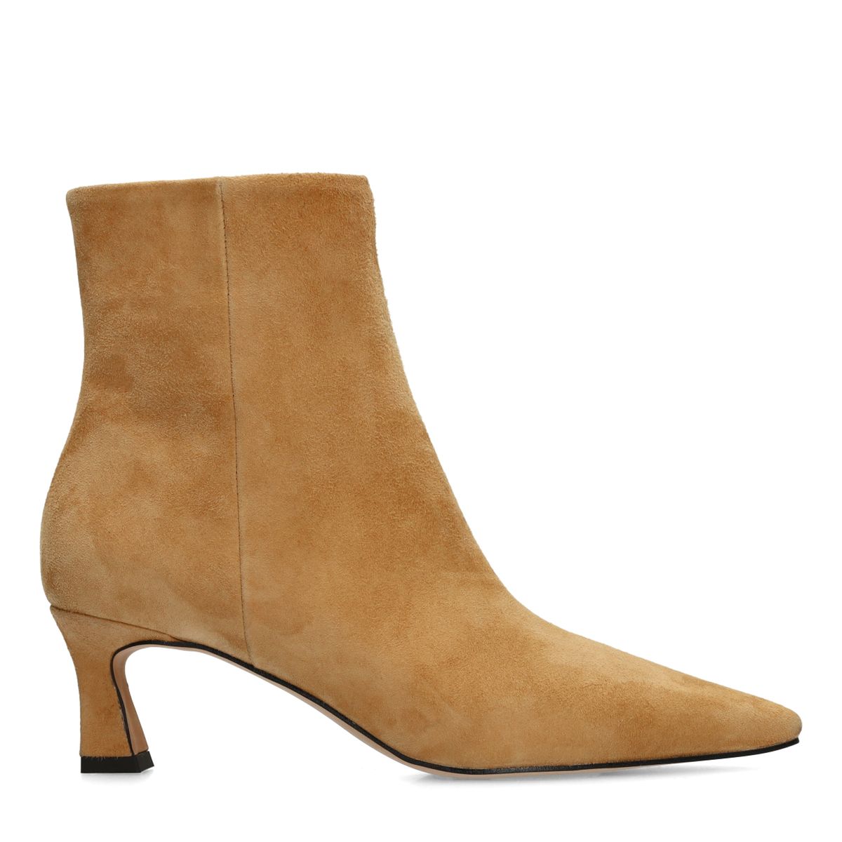 Manfield Cognacfarbene Absatz-Stiefeletten Aus Veloursleder