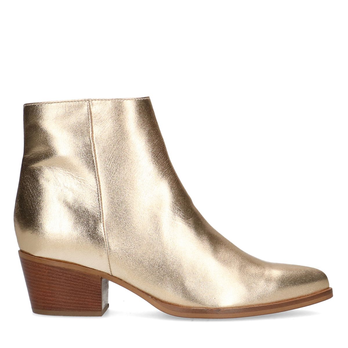 Gouden leren enkellaarsjes