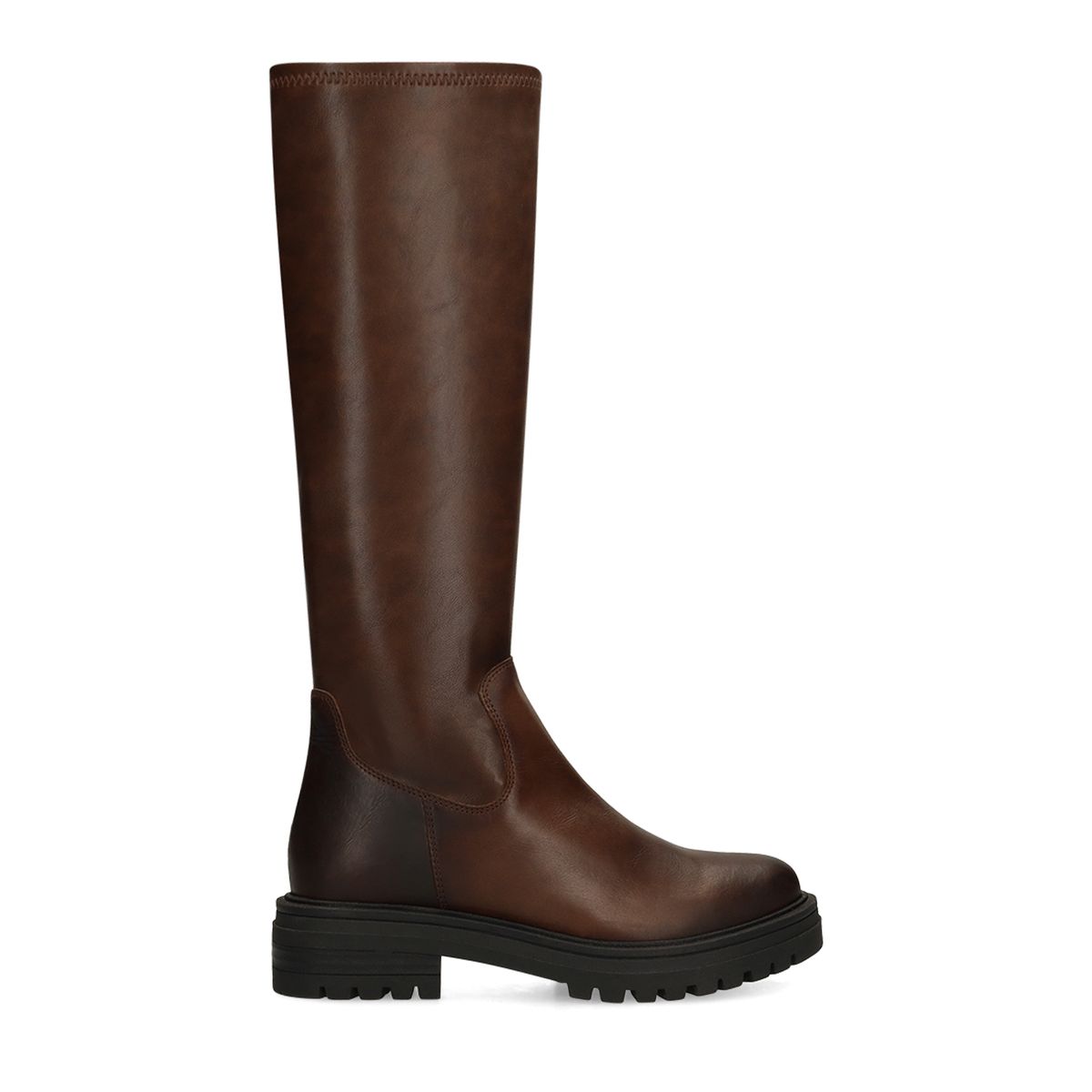 Manfield Braune Stretch-Stiefel Aus Leder