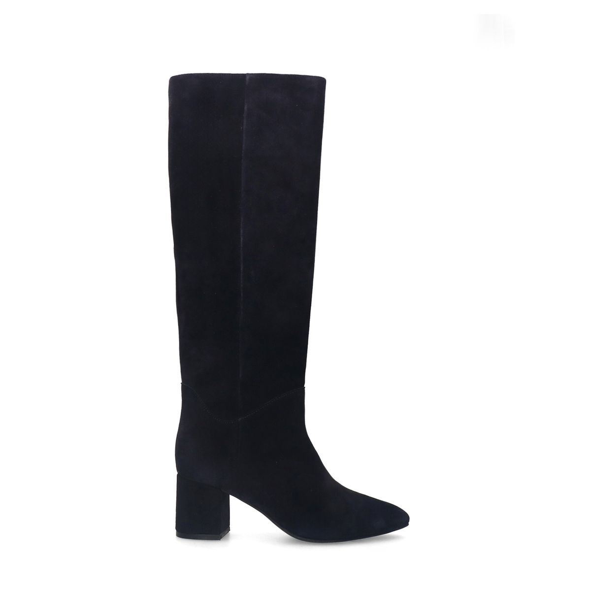 Blauwe suède hogen laarzen met hak