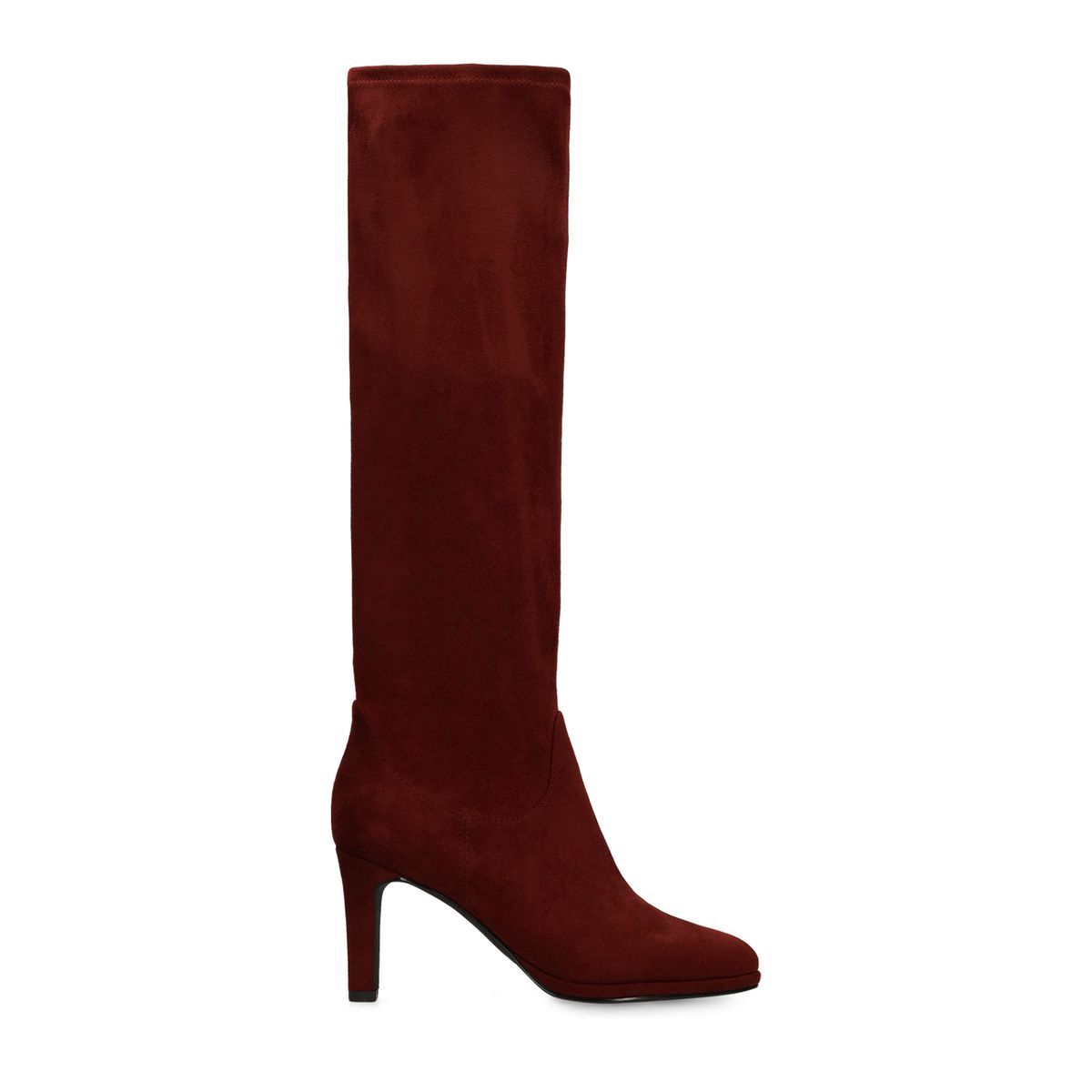 Manfield Rote Stretch-Stiefel Aus Velourslederimitat
