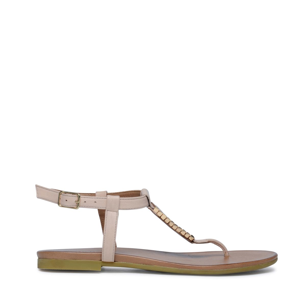 Nudefarbene Leder-Sandalen