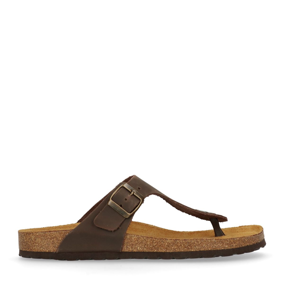 Dunkelbraune Zehensandalen aus Leder