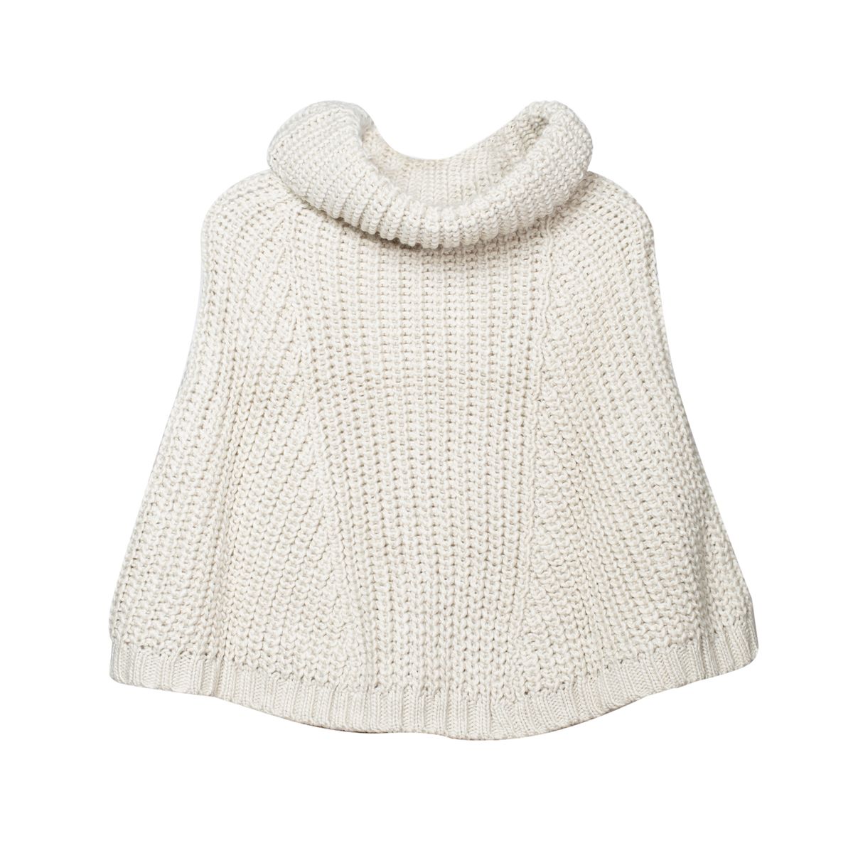 Beigefarbener Strick-Poncho