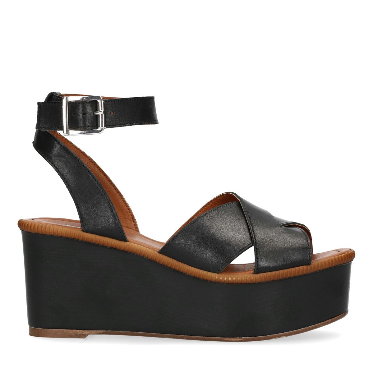 Schwarze Plateausandalen