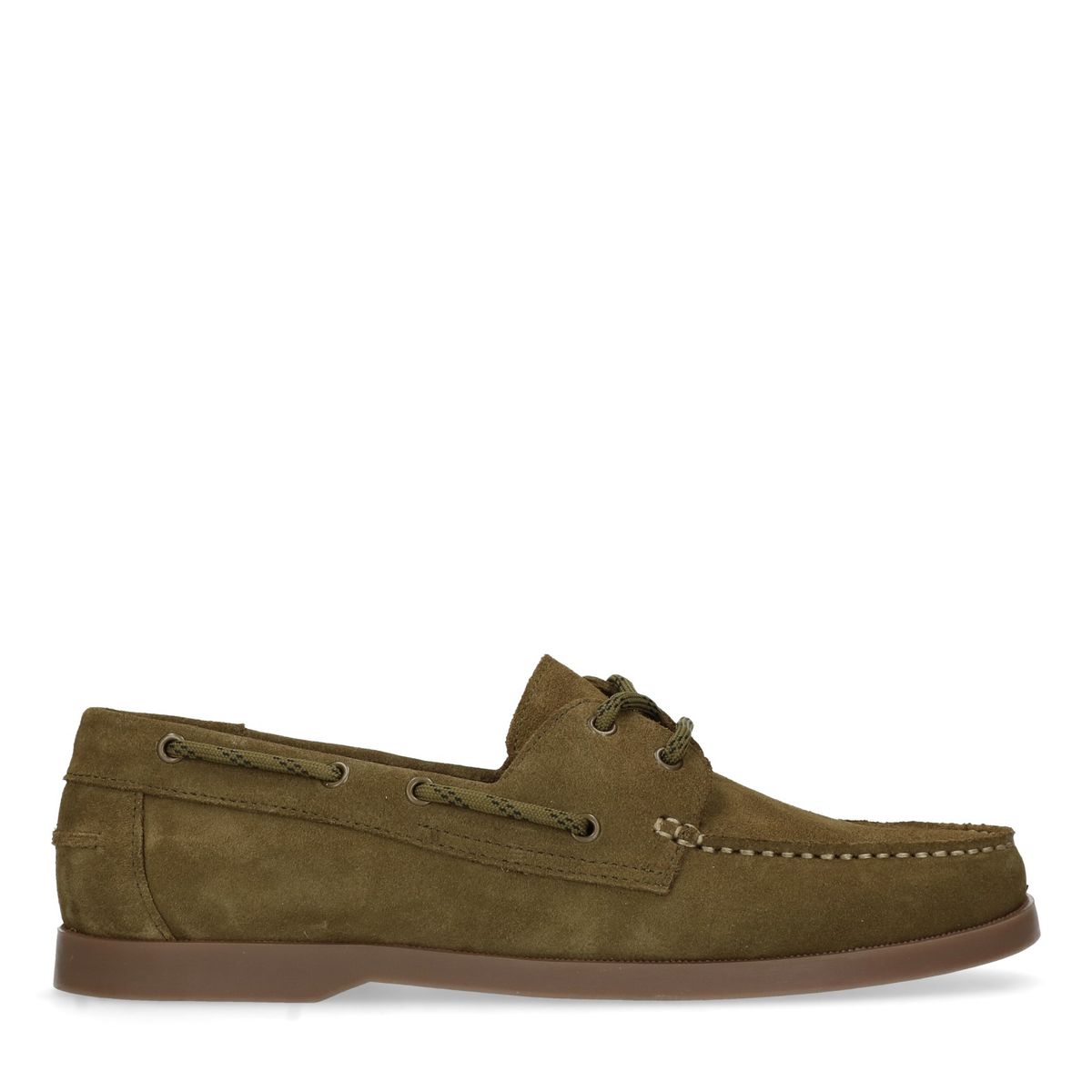 Grüne Veloursleder-Slipper