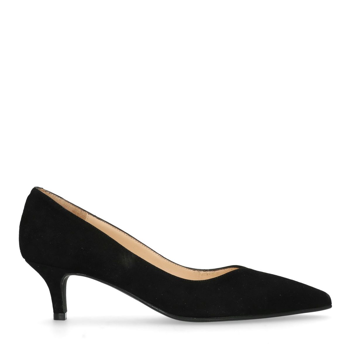 Schwarze Veloursleder-Pumps mit Kitten Heel