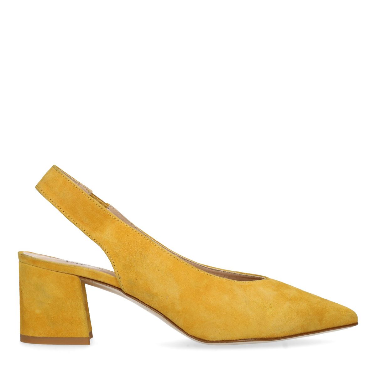 Gelbe Slingback-Pumps mit Blockabsatz
