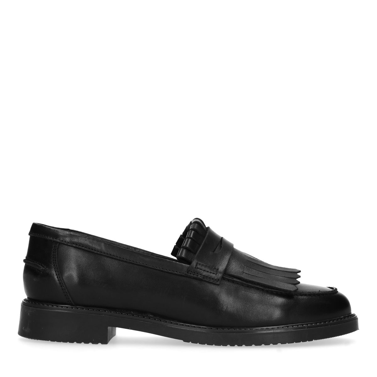 Schwarze Loafer mit Fransen