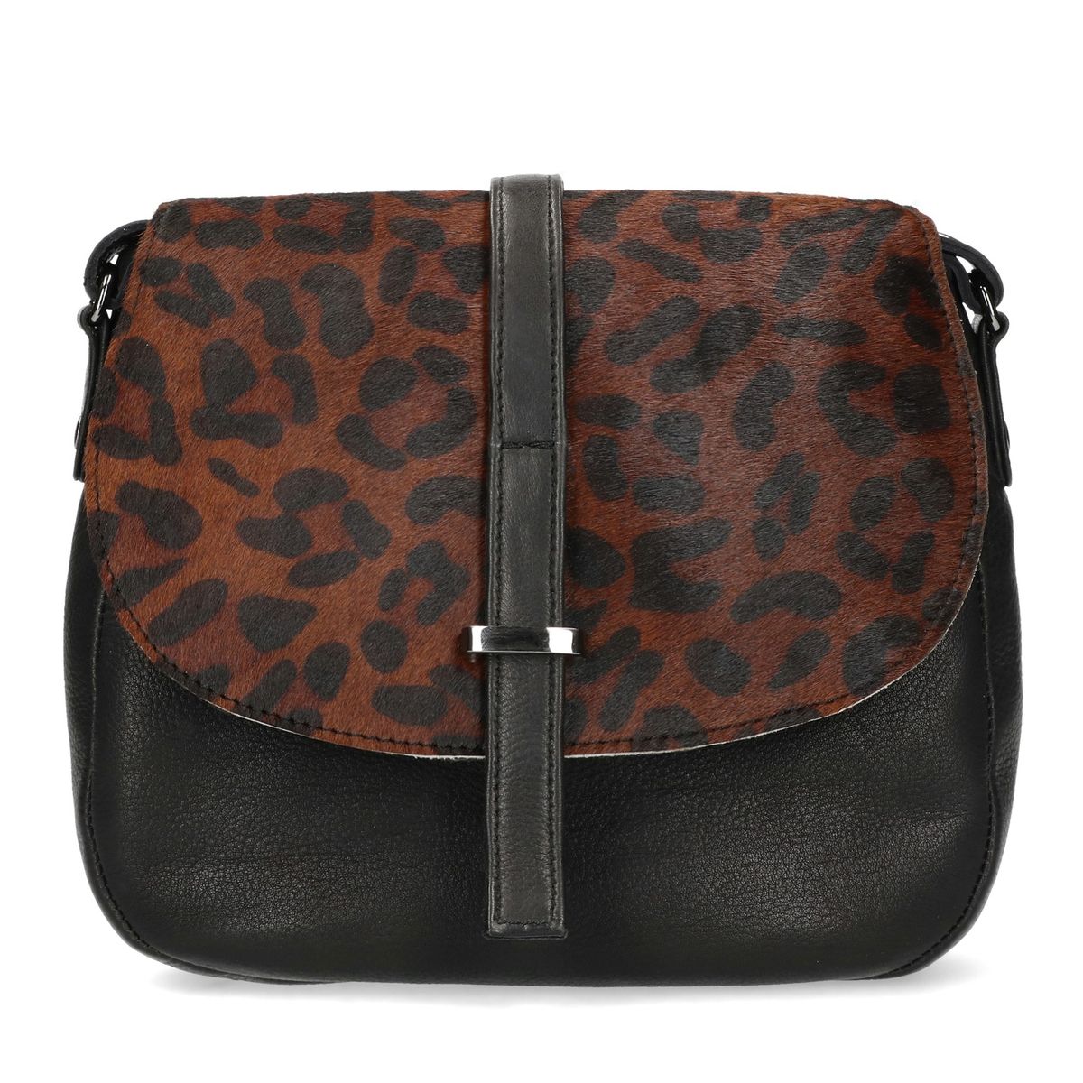 Schwarze Schultertasche in Fell-Optik