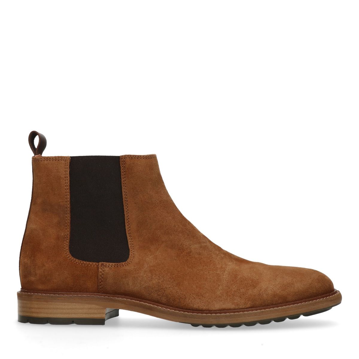 Kamelbraune Chelsea Boots aus Veloursleder