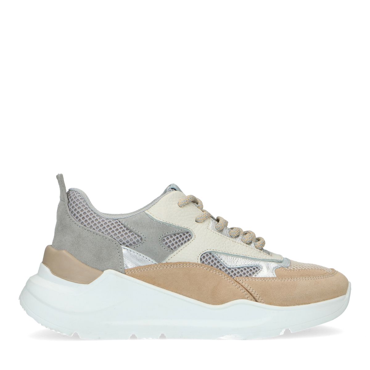 Beigefarbene Sneaker mit Metallic-Details